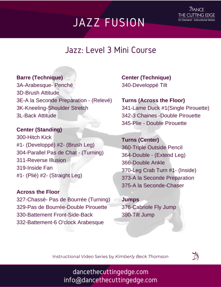 Syllabus Jazz Level 3 Mini Course