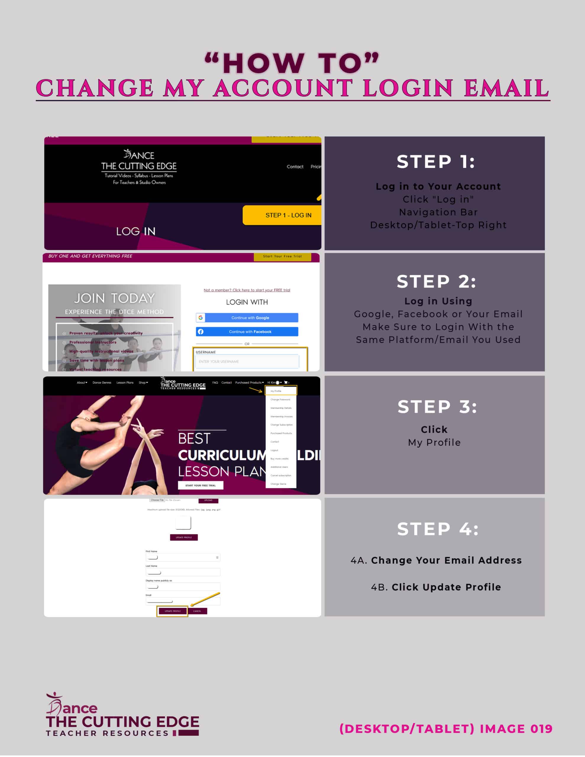 HOW TO CHANGE MY ACCOUNT LOGIN EMAIL ON DTCE WEBSITE