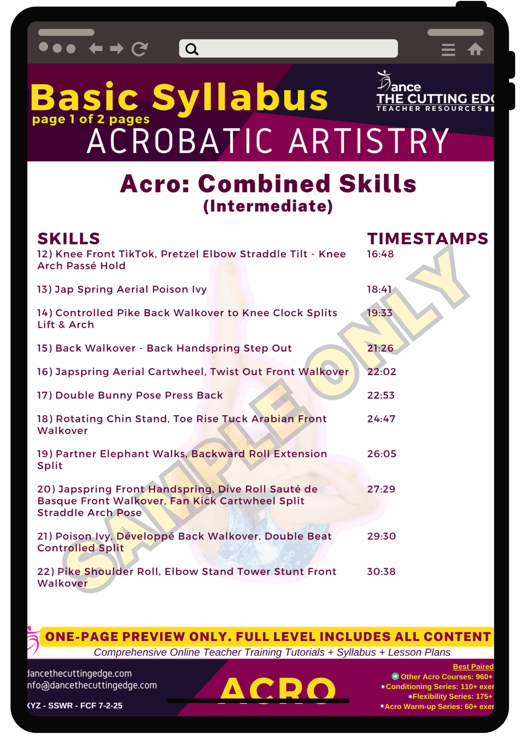 Create Show-Stopping Acro Combos with a Clickable Teaching Guide – No Subscription – DTCE Method