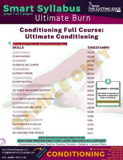 Syllabus for Dance Conditioning with Clickable Strength Drills and Training Videos – Powered by the DTCE Method
