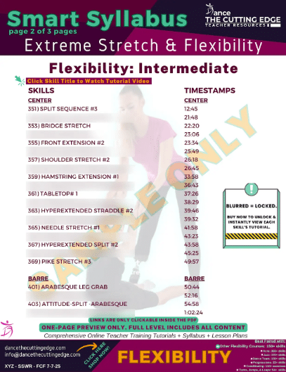 Downloadable Stretching Plan for Intermediate Dance Students – SMART Syllabus by DTCE Method