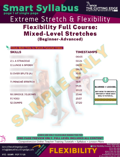Progressive Stretching Syllabus for All Dance Levels – Downloadable Plan by DTCE Method