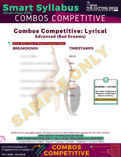 Lyrical dance combo with expressive choreography breakdown and downloadable syllabus for teachers using the DTCE method