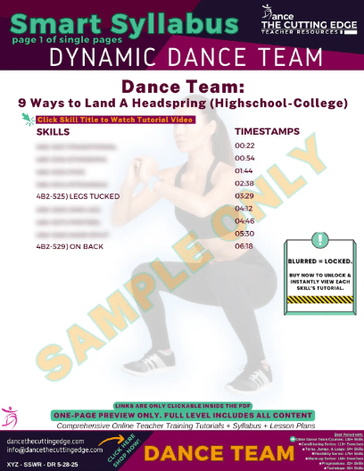 Headspring Variations and Safe Drills for Dance Team Performance - DTCE Method