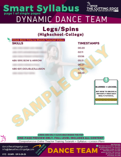 Choreography Tools for Dancers to Improve Spins Kicks and Control - DTCE Method