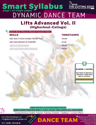 High Impact Dance Lifts and Stunts for Advanced Team Choreography - DTCE Method