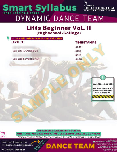 Easy Partner Lifts for High School and College Dance Team with Tutorial Support - DTCE Method