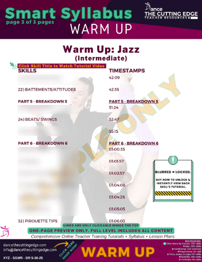 Structured Jazz Warm-Up for Intermediate Dance Students with Core Conditioning and Guided Tutorials – DTCE Method