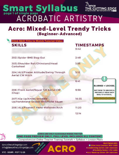 Smart Syllabus Acro dance Trendy Tricks