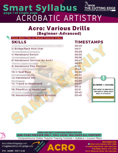 Smart Syllabus Acro dance various drills