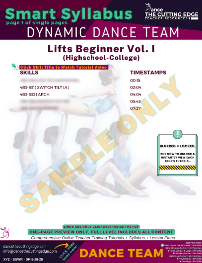 Choreography Safe Lifts for Dance Team Beginners with Step by Step Tutorials DTCE Method