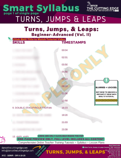 Turns Jumps and Leaps Dance Curriculum for Teachers with Linked Tutorials – DTCE Method