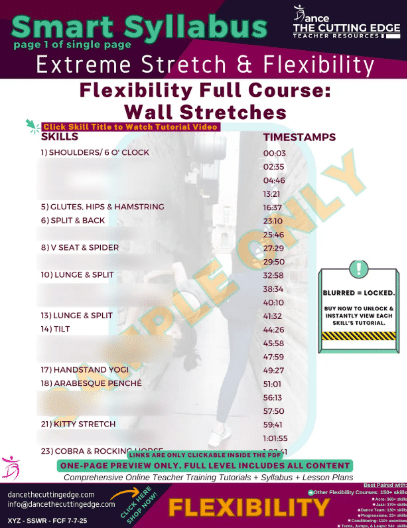 Dance Flexibility Syllabus Using Wall Exercises – SMART Training Tool by DTCE Method