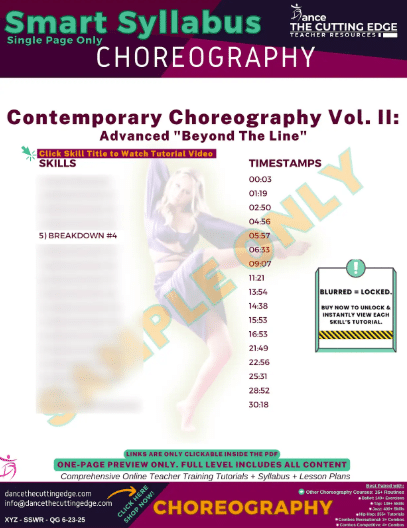 Smart Syllabus Contemporary Choreography Vol. II Advanced Beyond The Line