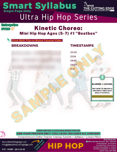 Smart Syllabus Kinetic Choreo Mini Hip Hop Ages 5-7 Beginner #1 Beatbox