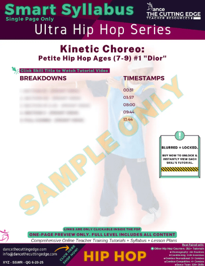 Smart Syllabus Kinetic Choreo Petite Hip Hop for Ages 7-9 Intermediate #1 Dior