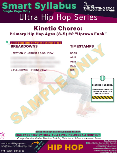 Smart Syllabus Kinetic Choreo Primary Hip Hop Ages 3-5 Beginner #2 Uptown Funk