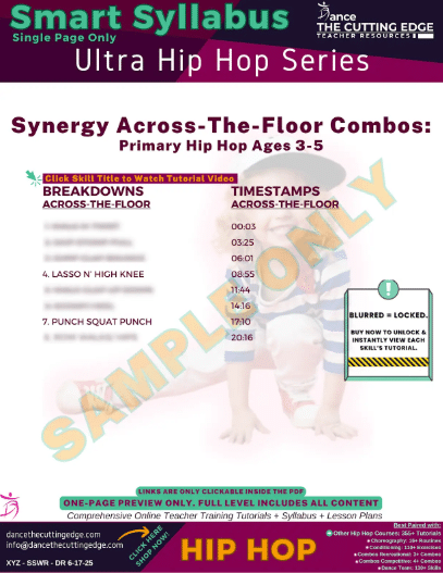 Smart Syllabus Synergy Across-The-Floor Combos Primary Hip Hop Ages 3-5