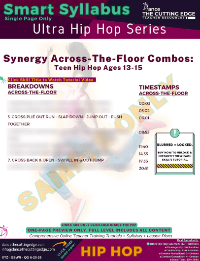 Smart Syllabus Synergy Across-The-Floor Combos Teen Hip Hop Ages 13-15
