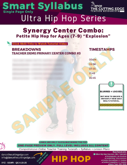 Smart Syllabus Synergy Center Combo Petite Hip Hop for Ages 7-9 Explosion