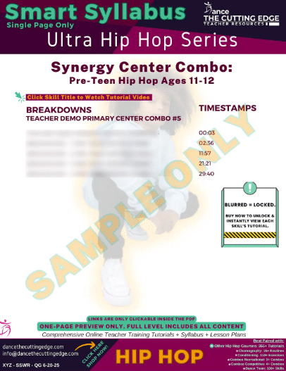 Smart Syllabus Synergy Center Combo Pre-Teen Hip Hop Ages 11-12