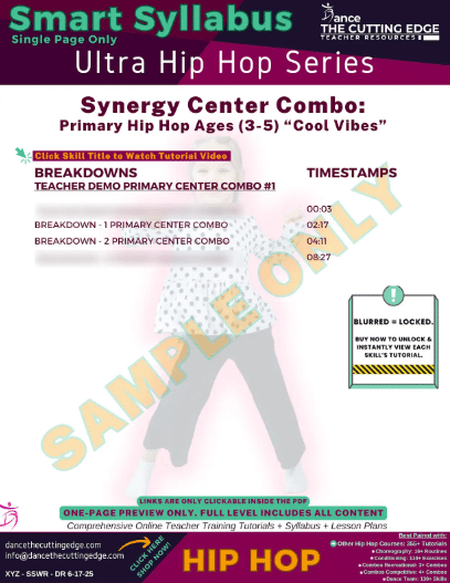 Smart Syllabus Synergy Center Combo Primary Hip Hop Ages 3-5 “Cool Vibes”