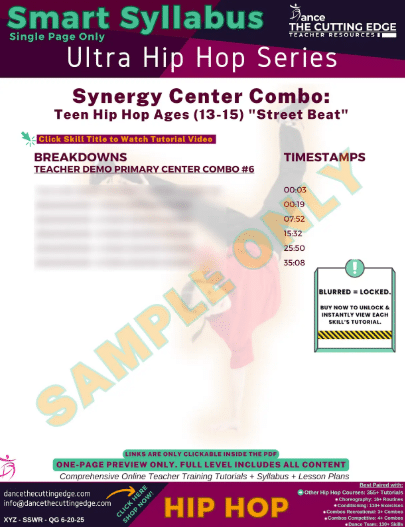 Smart Syllabus Synergy Center Combo Teen Hip Hop Ages 13-15 Street Beat