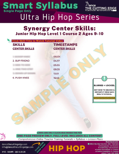 Smart Syllabus Synergy Center Skills Junior Hip Hop Level 1 Course 2 Ages 9-10