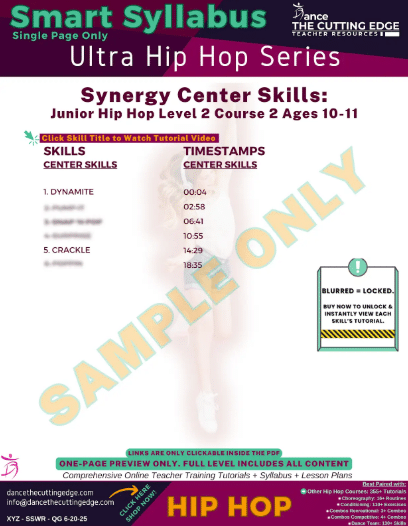 Smart Syllabus Synergy Center Skills Junior Hip Hop Level 2 Course 2 Ages 10-11