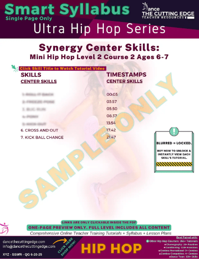 Smart Syllabus Synergy Center Skills Mini Hip Hop Level 2 Course 2 Ages 6-7