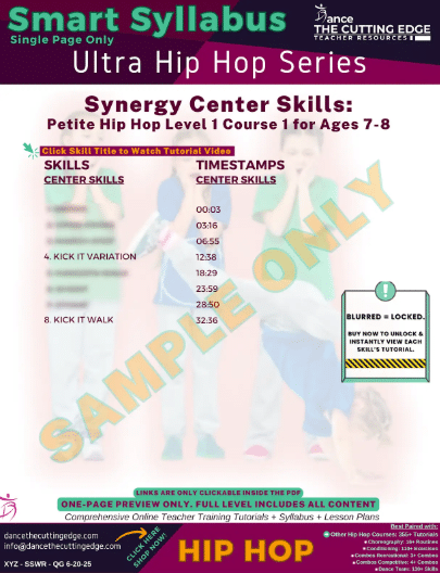 Smart Syllabus Synergy Center Skills Petite Hip Hop Level 1 Course 1 for Ages 7-8