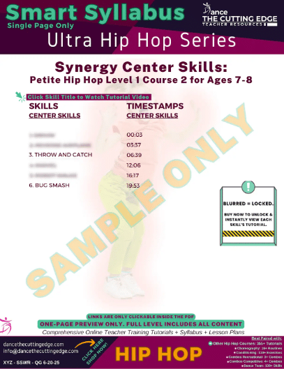 Smart Syllabus Synergy Center Skills Petite Hip Hop Level 1 Course 2 for Ages 7-8