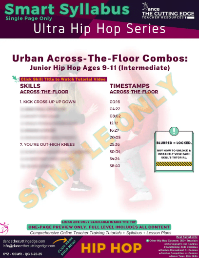 Smart Syllabus Urban Across-The-Floor Combos Junior Hip Hop Ages 9-11 (Intermediate)