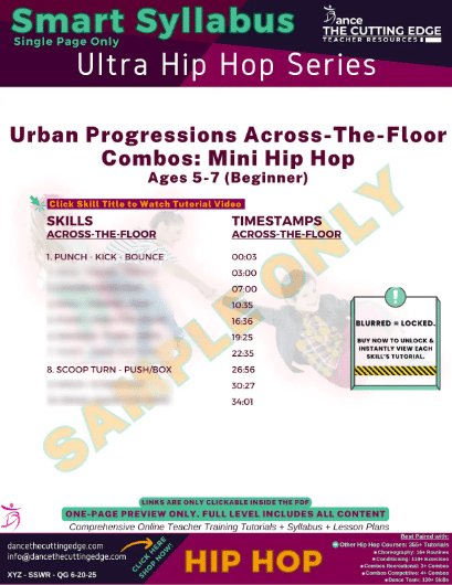 Smart Syllabus Urban Across-The-Floor Combos Mini Hip Hop Ages 5-7 (Beginner)