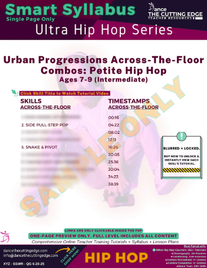 Smart Syllabus Urban Across-The-Floor Combos Petite Hip Hop for Ages 7-9 (Intermediate)