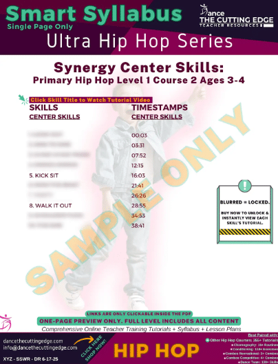 Synergy Center Skills Primary Hip Hop Level 1 Course 2 Ages 3-4 Smart Syllabus